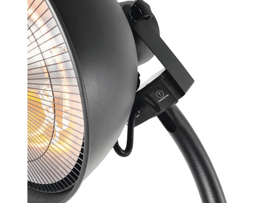 Detaljvy av en infraröd värmare med kontrollpanel