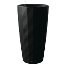 Svart blomkruka med geometrisk design