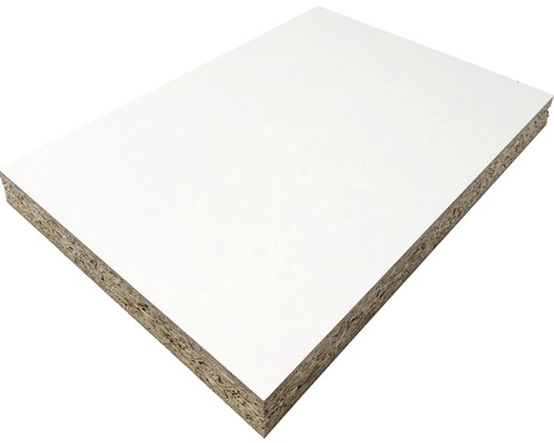 Spånskiva med vit beläggning