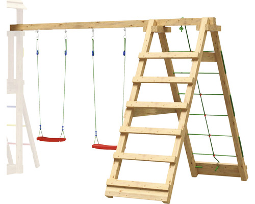 Lektorn i trä med gunga och klätterstege