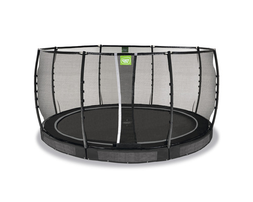Rund trädgårdstrampolin med säkerhetsnät