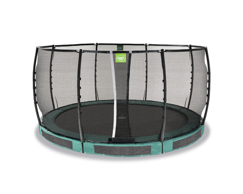 Rund trädgårdstrampolin med säkerhetsnät