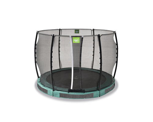 Rund trädgårdstrampolin med säkerhetsnät