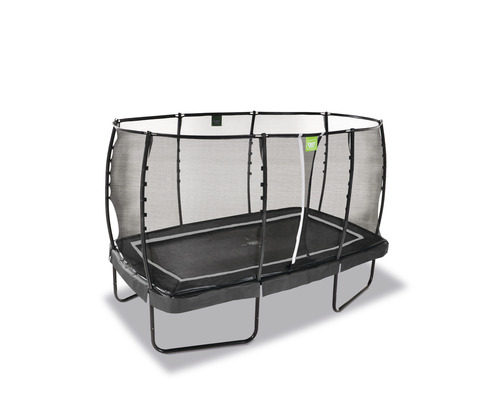 Rektangulär trädgårdstrampolin med skyddsnät