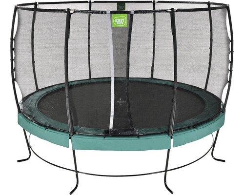 Rund trädgårdstrampolin med säkerhetsnät