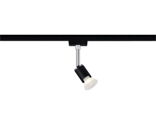 Skenspotlight på svart skena med lampa