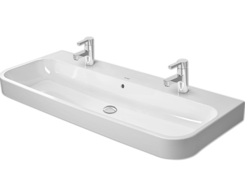 Dubbeltvättställ DURAVIT Happy D.2 slim vit blank halvrund 120x50,5 cm
