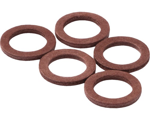 Fem tätningsringar av fibermaterial