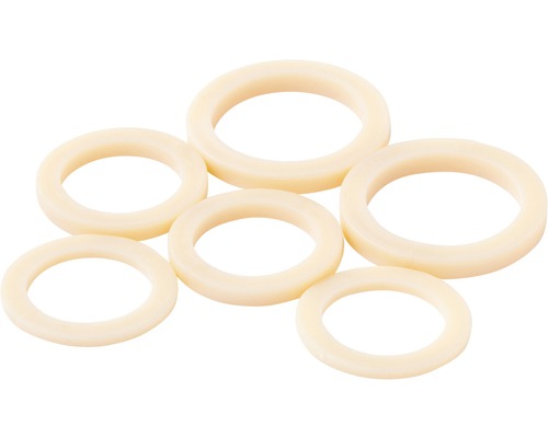 Sex tätningsringar av plast