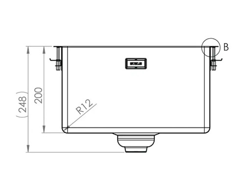 Teknisk ritning av en diskho med mått.