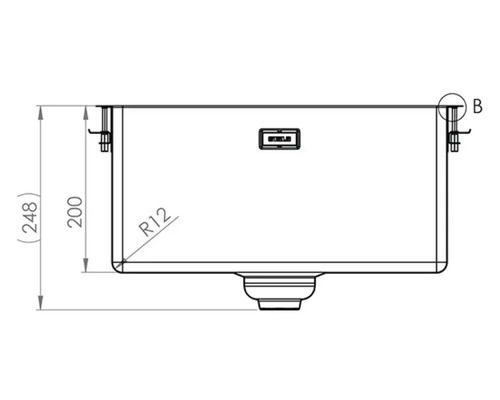 Teknisk ritning av en diskho med måttangivelser