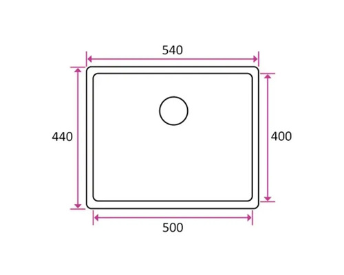 Ritning av diskho med måttangivelser