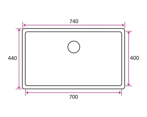 Ritning av en diskho med mått.