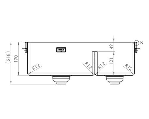 Teknisk ritning av en diskho med mått