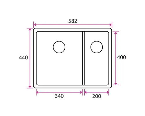 Ritning av diskho med två hoar och mått