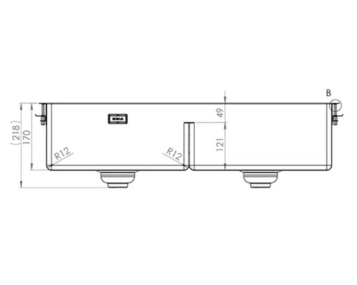 Teknisk ritning av en dubbel diskho med mått
