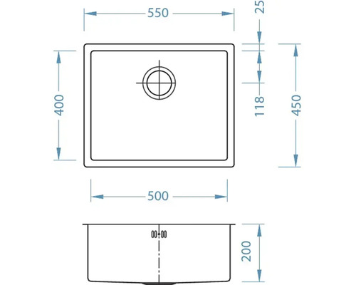 Ritning av diskho med dimensioner