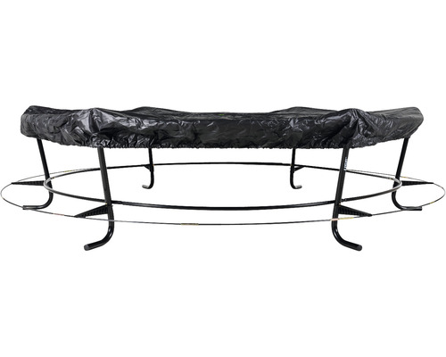 Täckt trädgårdstrampolin med svart presenning
