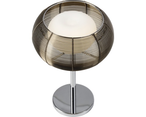 Bordslampa med metallram och rund lampform