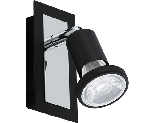 Svart vägglampa med justerbar spot
