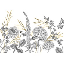 Illustration av olika trädgårdsblommor