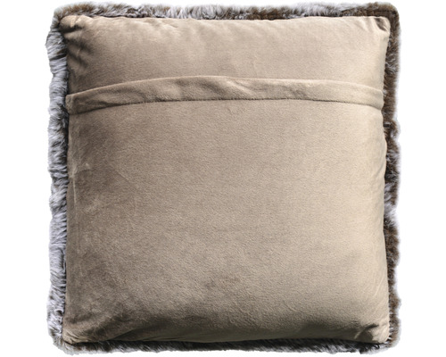 Fyrkantig kudde med pälskant och ficka