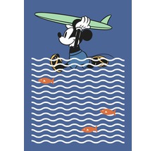 Mickey Mouse med surfbräda på vattnet