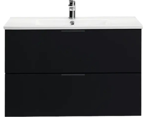 Tvättställsskåp inkl. tvättställ HAFA Go svart matt 2 lådor 800x480 mm 1580463 Tvättställsskåp med två lådor och tvättställ