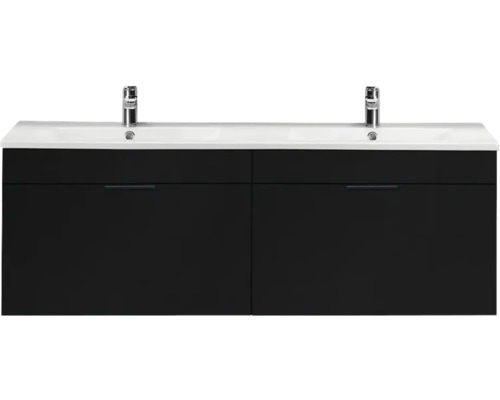 Tvättställsskåp inkl. tvättställ HAFA Go svart matt 2 lådor 1200 mm 1580425 Tvättställsskåp med två handfat och två kranar