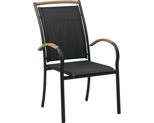 Stapelbar stol HILLERSTORP Nydala aluminium textilene teak svart