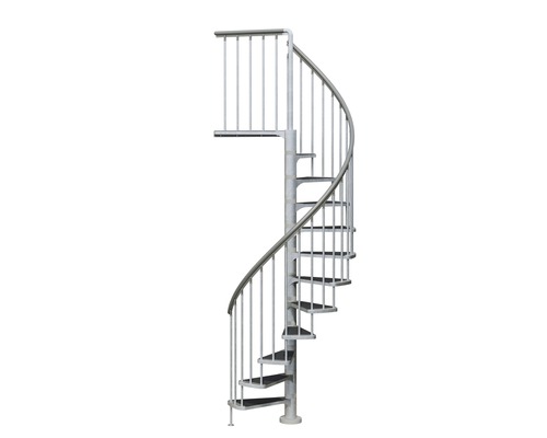 Metallisk spiraltrappa med räcke