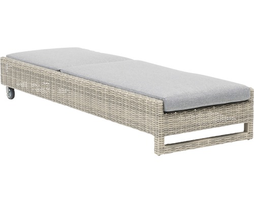 Solstol i rotting med grå dyna och hjul