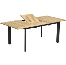 Utdragbart trädgårdsbord med träskiva och metallben