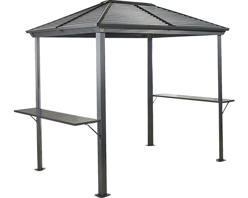 Trädgårdspaviljong med förvaringsbord