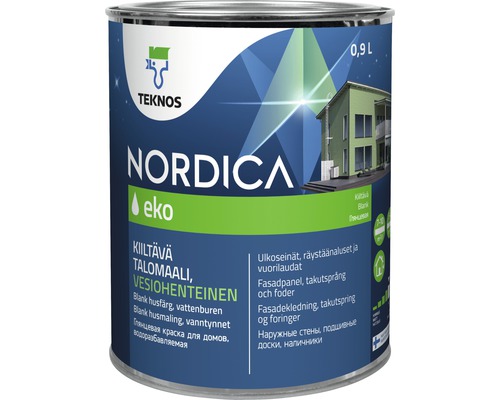 Fasadfärg TEKNOS Nordica Eko akrylatfärg vit 0,9L
