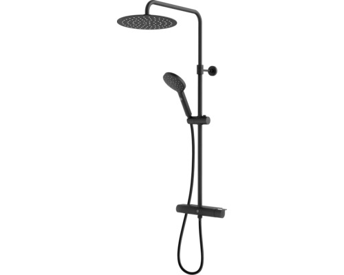 Takduschset GUSTAVSBERG Estetic round svart matt duschhuvud 250 mm GB4120843053 Duschsystem med takdusch, handdusch och termostatblandare