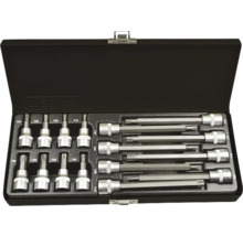 Hylsnyckelsats med Torx-profiler i metallkassett