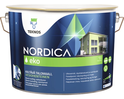 Fasadfärg TEKNOS Nordica Eko akrylatfärg oxidröd 9 L Bas 5