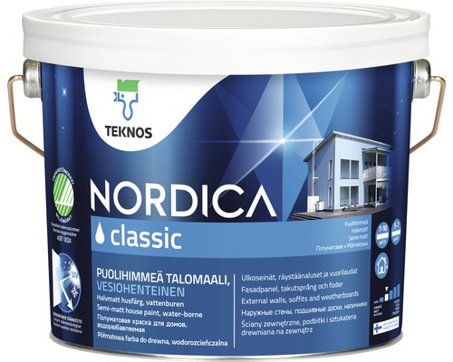 Fasadfärg TEKNOS Nordica Classic akrylatfärg vit 2,7L