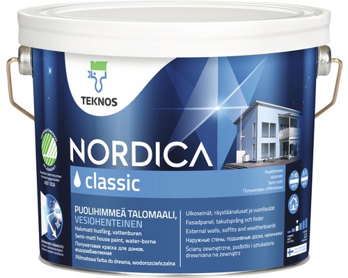 Fasadfärg TEKNOS Nordica Classic akrylatfärg oxidröd 2,7 L Bas 5 Hink Nordica Classic husfärg från Teknos