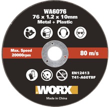 Worx kapskiva för metall och plast, 76 x 1,2 x 10 millimeter
