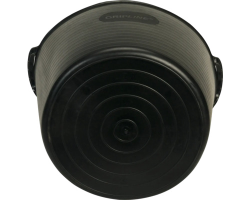 Vy från undersidan av en svart murbruksbalja