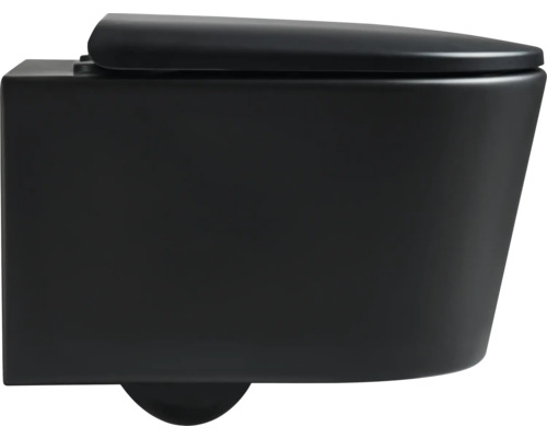 Vägghängd toalett med djup spolning, sluten spolkant och toalettsits