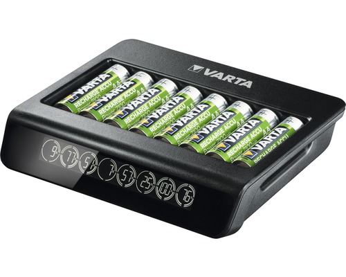 Batteriladdare med batterier av märket Varta