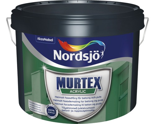 Fasadfärg NORDSJÖ Murtex Acrylic Base Black 9,3L Burk med fasadfärg för betong och puts från Nordsjö Murtex Acrylic