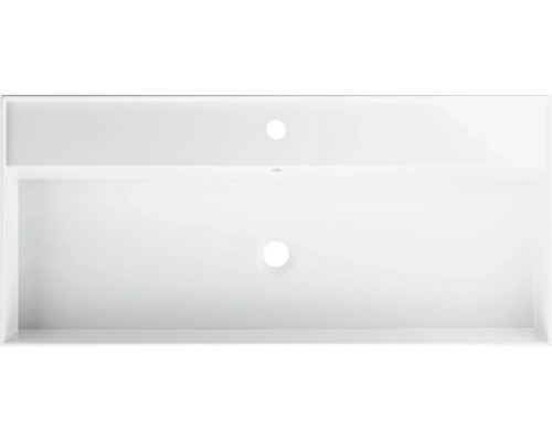 Tvättställsskåp med två lådor och utskärningar för handfat och vattenlås