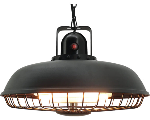 Terrassvärmare HORTUS takmodell 600/1200/1800W fjärrkontroll soft touch svart Svart hänglampa med lampskärm i bur