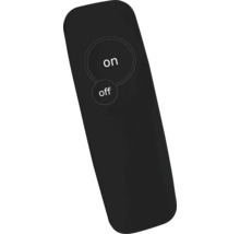 Svart fjärrkontroll med på- och av-knapp