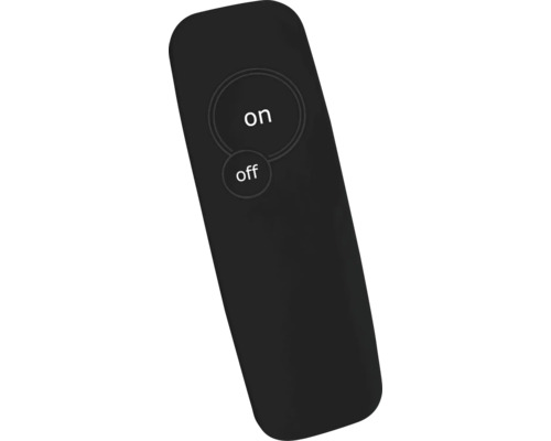 Svart fjärrkontroll med på- och av-knapp