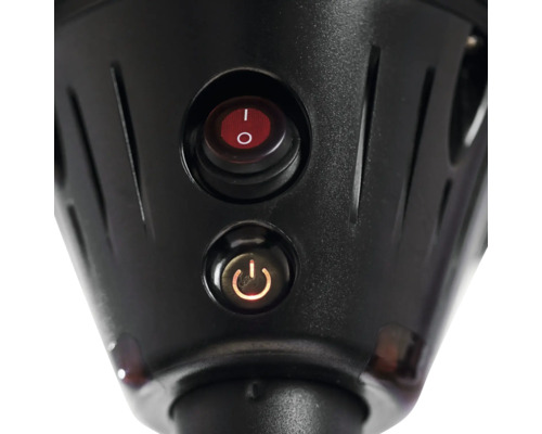 Detaljvy av strömbrytarna för på och av